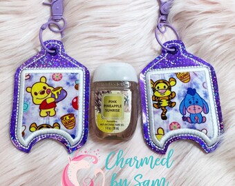Clip On Custom Pooh Eeyore Tigger Princess Vinyl Hand Sanitizer Holder, Key Chain, Lanyard, Teacher Gift