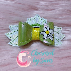 Pearl Iridescent Princess and the Frog Tiana Inspired Bow Clip, Disney Princess, Princess and the frog bow