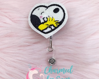 Snoopy Woodstock retractable badge reel, medical field badge reel, nurse badge reel, healthcare badge reel, badge id holder, school nurse