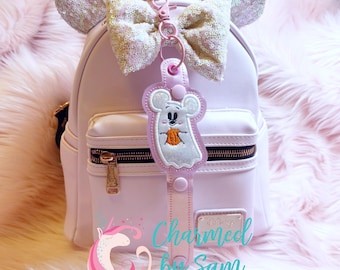 Ghost Mouse Ears Holder, Hat Holder, Ghost Mouse Keychain, sunglasses holder, Pink Halloween Ears holder, Pink Mickey Ghost