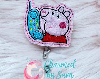 Funny Phone Pig Meme retractable badge reel, medical field badge reel, nurse badge reel, healthcare badge reel, badge id holder