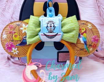 Glitter Jungle Cruise Goofy Mouse Ears clip on Holder Carrier Inspired Park Ride sunglasses holder hat holder, Jungle Cruise Keychain