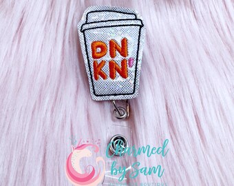 Coffee glitter retractable badge reel, medical field badge reel, nurse badge reel, healthcare badge reel, badge id holder