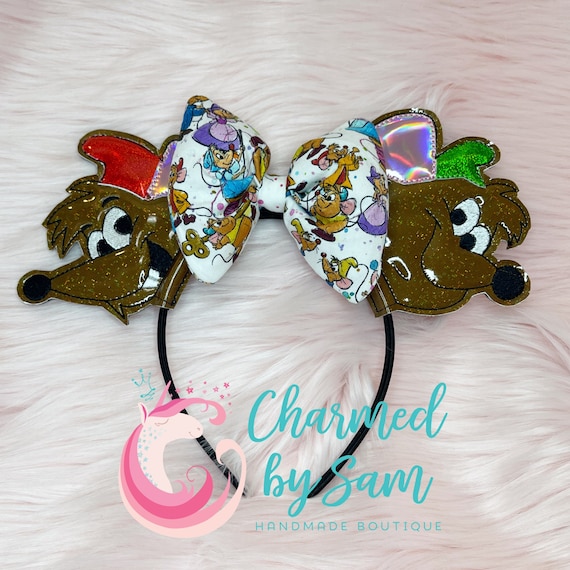 Custom Cinderella Jaq And Gus Rhinestoned Repurposed Mouse Ears Cinderella Gus Gus Jaq Mice Inspired Mouse Ears Headband  main image 4
