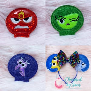Glitter Emotions Inside Out Inspired Mouse Ears, adult child headband, Joy, Sadness, Anger, Disgust, FearEars