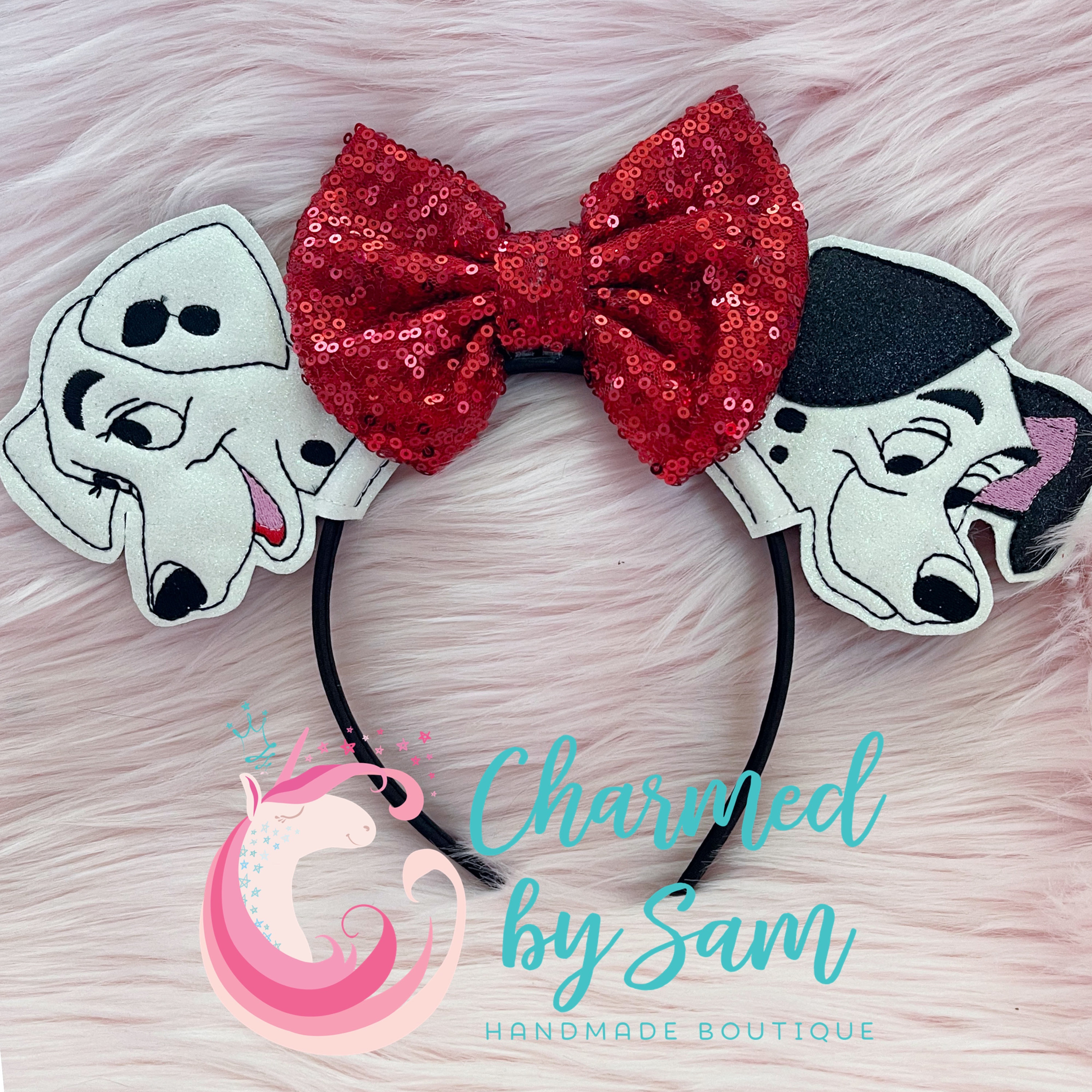 Glitter Pongo Perdita Inspired 101 Dalmations Mouse Ears Mickey Minnie Ears Adult Child Headband Sequin Bow Glitter Dog Ears Etsy