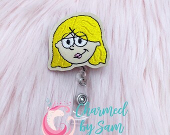 Glitter Lizzie retractable badge reel, funny badge reel, medical field badge reel, nurse badge reel, healthcare badge reel, badge id holder