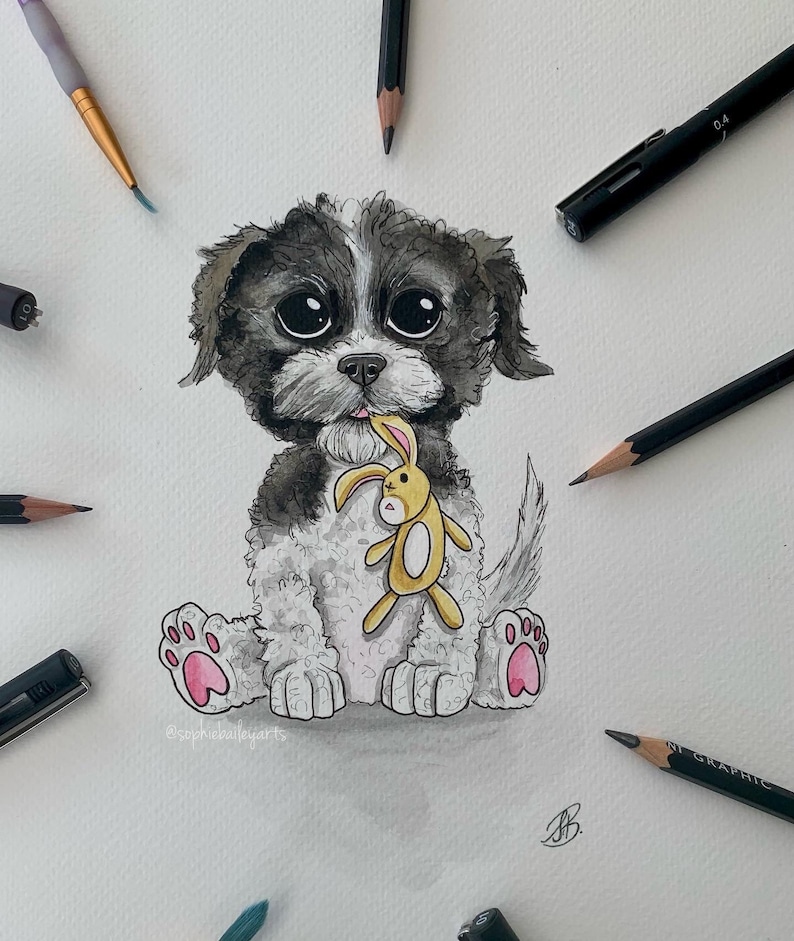 Custom pet portrait, caricature image 1