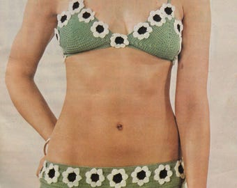 Crochet Bikini Pattern,  Crochet Boho Bikini Pattern, Hippie Bikini Crochet Pattern, Womens Swimsuit Pattern, Womens Crochet Flowers Bikini