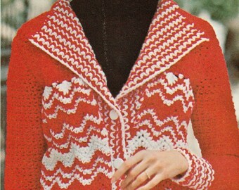 Striped Crochet Cardigan Pattern, Sweater pattern, Crochet Jacket Pattern, Vintage Pattern.  downloadable pattern, pdf pattern