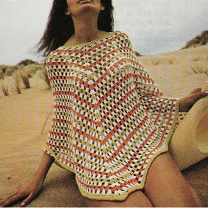 Crochet Poncho Pattern: 1970s Boho Beach Cover-Up (PDF Pattern)