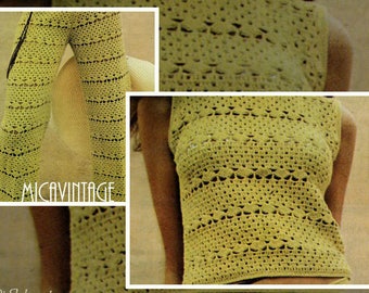 Vintage 1970s Crochet Top and Pants Pattern: Boho Summer Slacks (PDF Download)