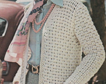 Long crochet jacket pattern, woven coat pattern, vintage crochet pattern, crochet long sweater, pdf instant download