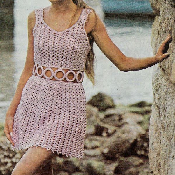 Crochet dress PATTERN, Vintage crochet dress; sexy crochet party dress; crochet cocktail dress,PDF digital instant download