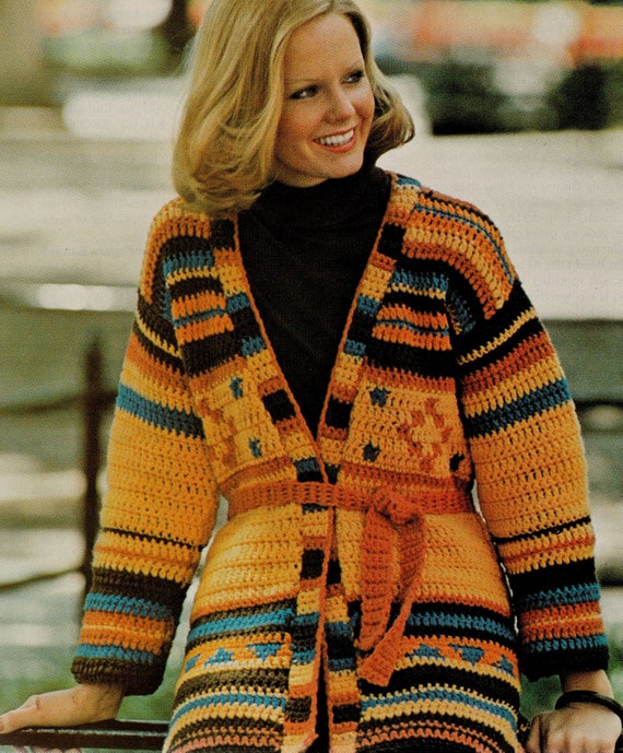 CROCHET Wrap Pattern, Crochet Boho Jacket Wrap Sweater Cardigan PATTERN  Indian Pottery Pattern Etnic jacket pattern- PDF Download