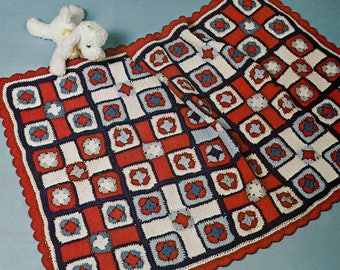baby afghan crochet pattern, vintage crochet pattern, pdf instant download, granny squares baby afghan, crochet blanket pattern