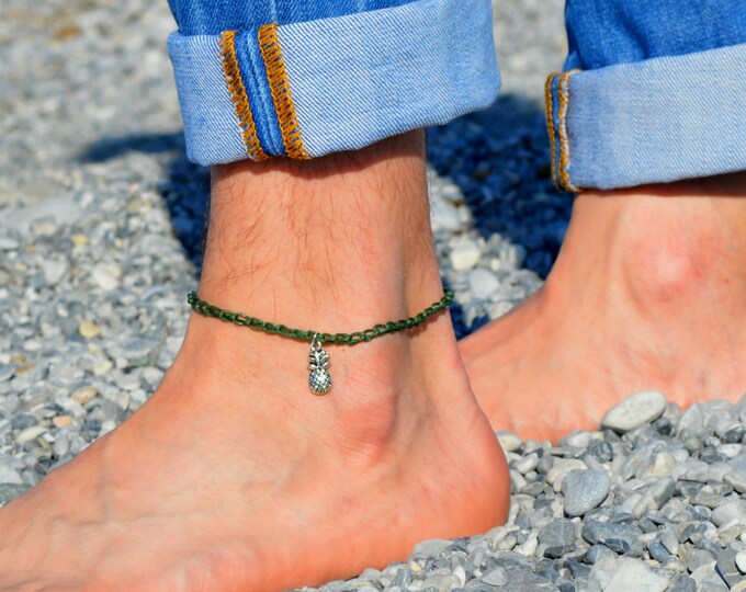 Anklet for men men's anklet beaded anklet men pineapple Etsy