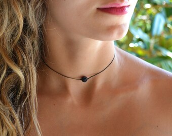 Oil Diffuser Necklace Lava Bead Necklace • Aromatherapy Gift Diffuser Jewelry Black Lava Stone •Essential Oil Diffuser, lava stone necklace