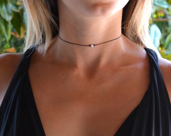 pearl choker thin necklace choker choker necklace pearl necklace Pearl-fect Simple Pearl Choker simple choker gold gold thin choker