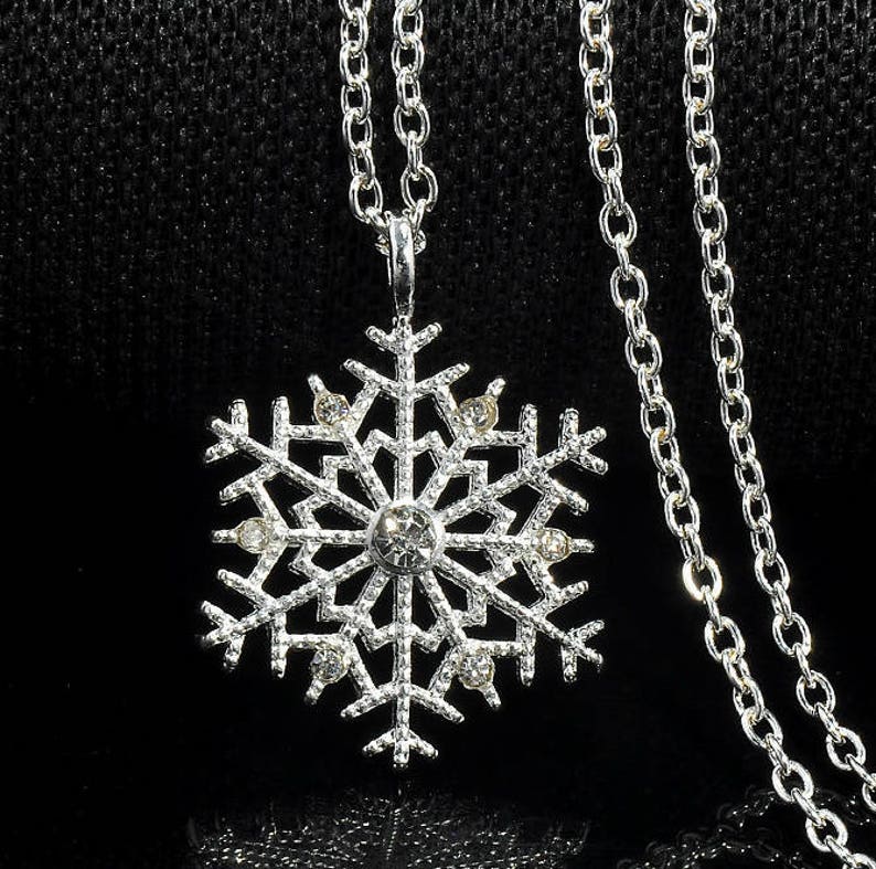 Snowflake necklace silver necklace flower necklace delicate | Etsy