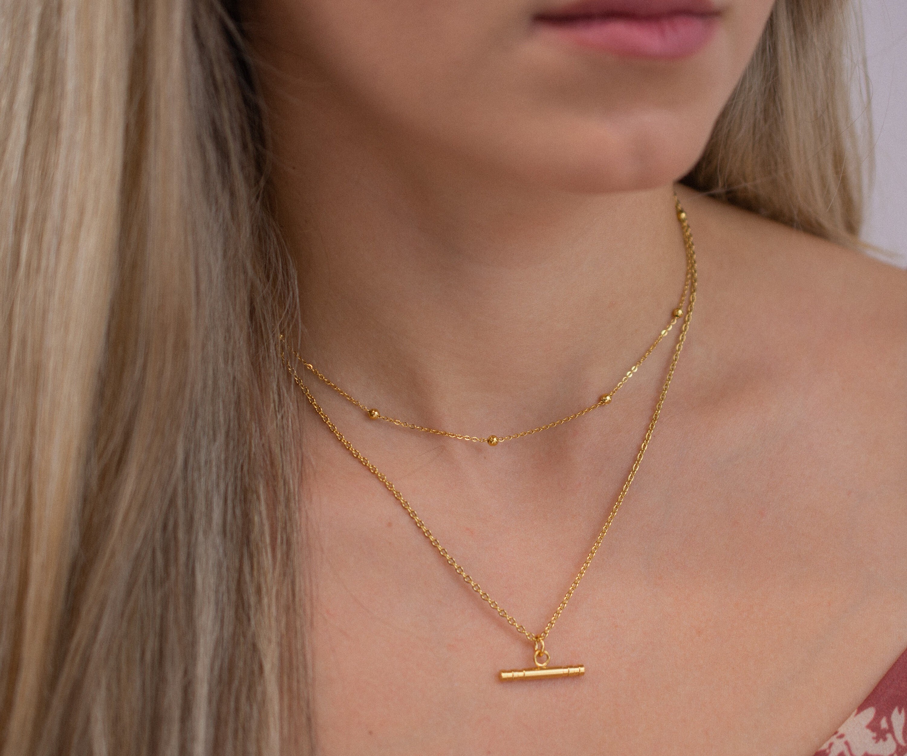 T Bar Necklace Dainty Necklace 