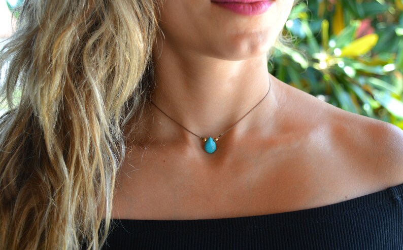 turquoise choker necklace beaded Necklace gemstone choker image 1