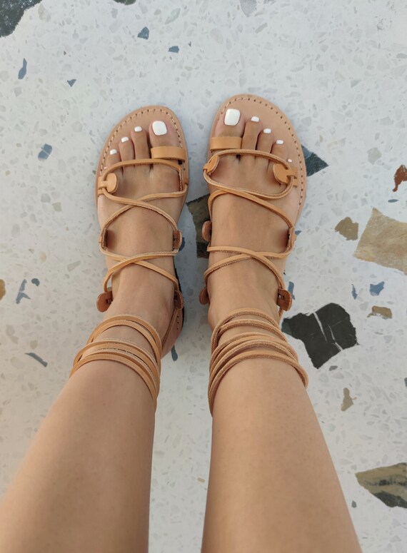 Gladiator sandalen goud gladiator lederen sandalen Griekse - Etsy België