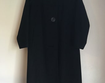 Black Wool Coat w/ Mink Fur Collar