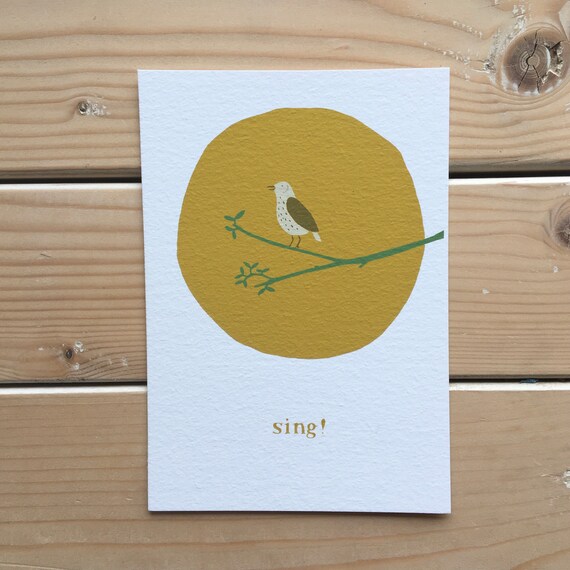 singing bird print Song thrush print A5 A3. A6 Little Bird Editions A4 giclee print uplifting wall art