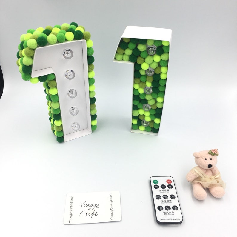 Forest Green Pom Pom Letter Lamp Party Banner Birthday Etsy