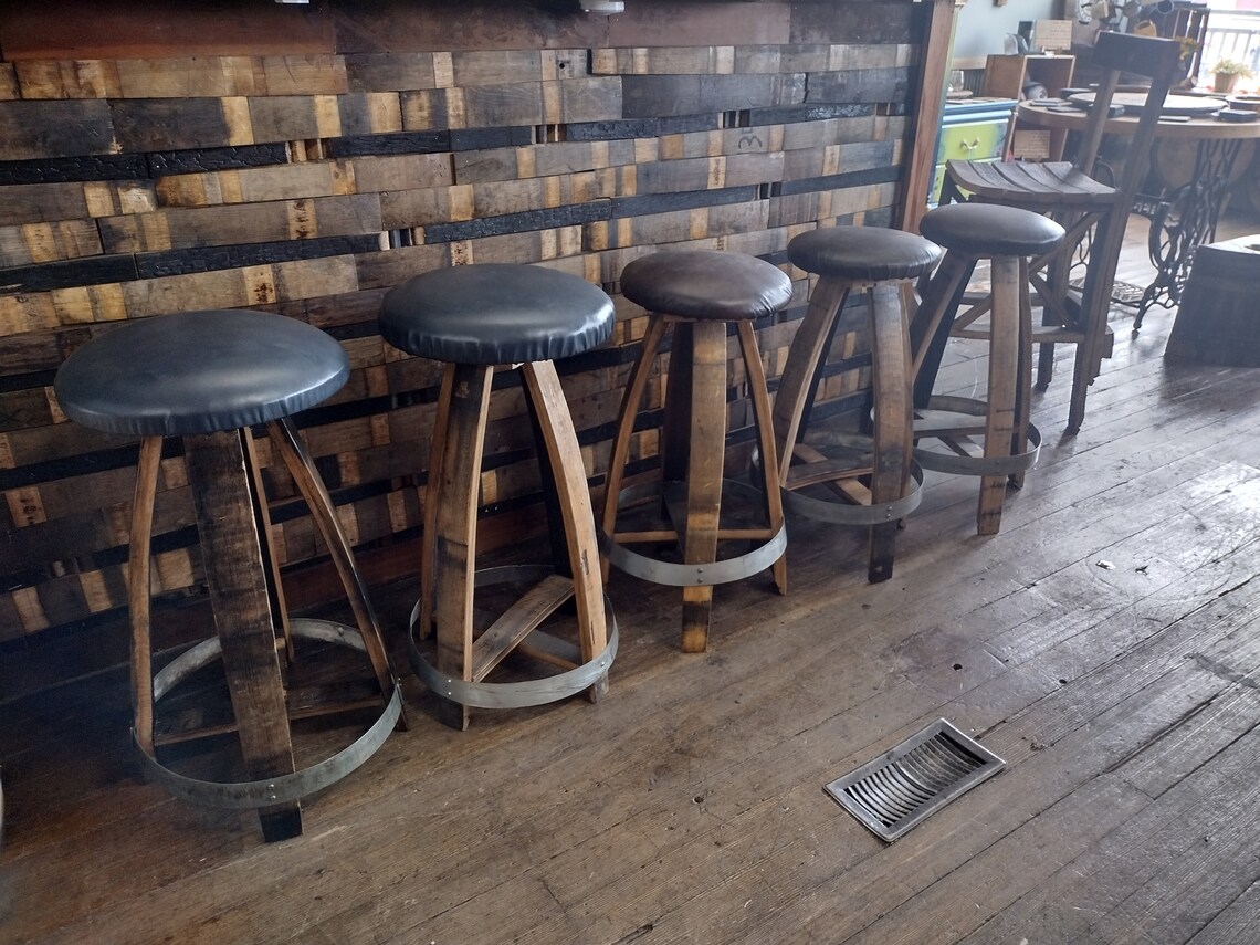 Swiveling Whiskey Stave Barstool Etsy