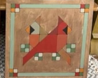 Cardinal Bird Barn Quilt SVG