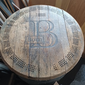 Whiskey Barrel Head Cribbage Board