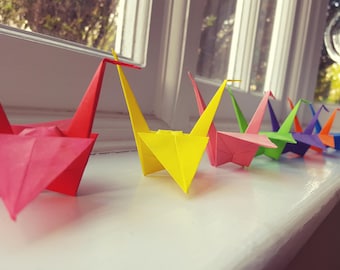 Pack of 10 Handmade Origami Cranes, height 7cm approx