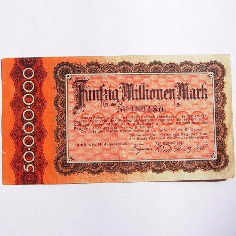 50 million mark banknote Weimar Republic 1923 Germany 50.000.000