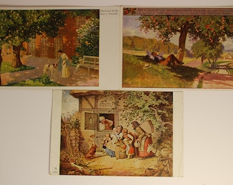 Beautiful antique painted postcards // unused // Amag Kunst drawn postcards