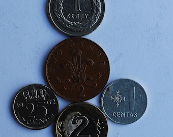 スウェーデンのコインコレクション：外国の貨幣10枚（1942年～2016年