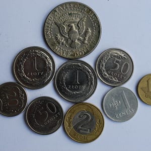 9-Coin International Currency Set – USA, Poland, Lithuania – Vintage World Coins Collection