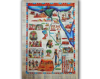 Egyptian Papyrus Painting - Tourist Map Of Egypt - Hand Painted Best Price Original Papyrus