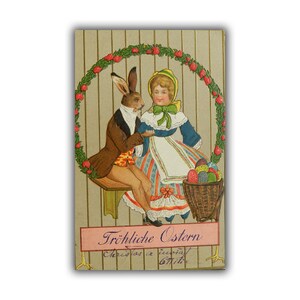 Tarjeta de Pascua antigua de 1908 // Postal Froliche Ostern // Una rara tarjeta de felicitación de Pascua coleccionable // Usada