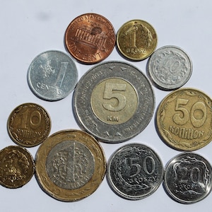 World Coin Lot – 11 Coins from Europe, USA & Asia – International Mixed Currency Collection