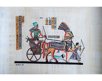 Egyptian Papyrus Painting - Ramses Riding Into Battle  - Hand Painted Best Price Original Papyrus