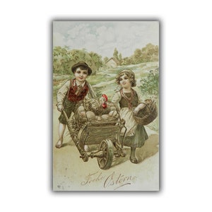 Antieke Paaskaart / / Frohe Ostern briefkaart / / een zeldzame collectible / / Pasen wenskaart gebruikt