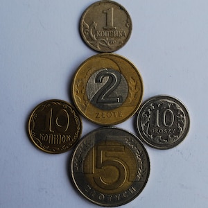 Eastern European World Coin Lot – 5 Coins from Poland, Ukraine & Russia – Collectible Foreign Currency