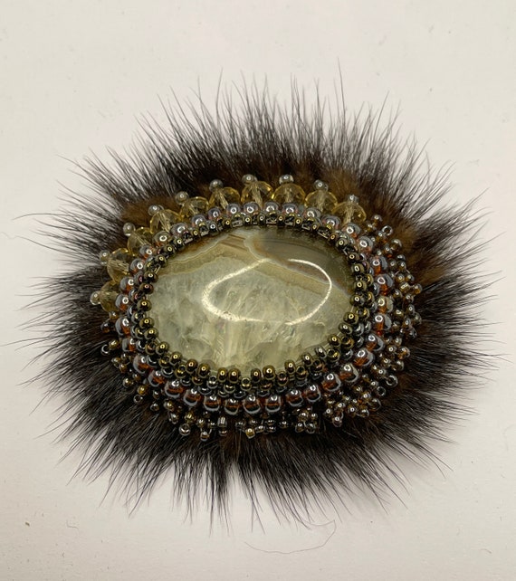 Broche Ancienne Ronde Avec Pierres - Bijou Vintage Occasion - Sans Marque