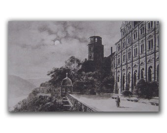 Antique 1910 Year Post Card Unused Antique Card Photo Old Heidelberg Schlossaltan Bei Mondschein