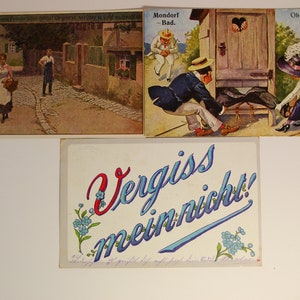 Cartoline dipinte d'antiquariato comico // 2/3 inutilizzate // Cartoline tedesche 1923