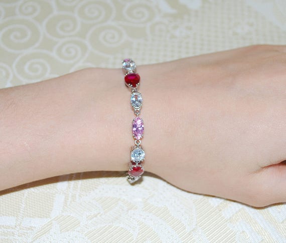 Red and Clear Faceted Glass Necklace Gold-plated Sterling Silver Red and Clear Faceted Glass Necklace Gold-plated Sterling Silver