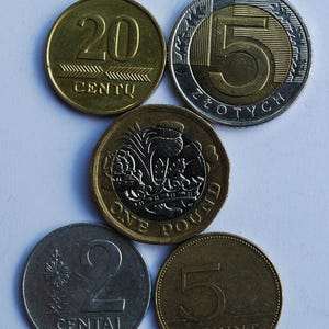 World Coin Lot – 5-Coin Assortment from UK, Poland, Lithuania, Hungary & More – International Currency Mix