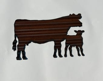 Wellblech Kuhkalb (klein) Bauernhausdekor, zurückgeforderte Scheunen-Metallkunst